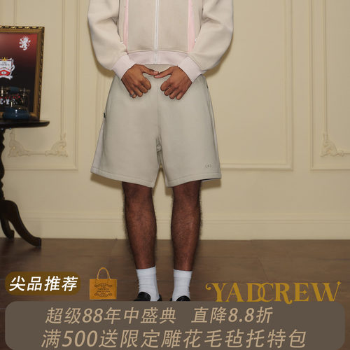 YADcrew括号拼图印花针织短裤美式运动风五分裤男夏季休闲多色
