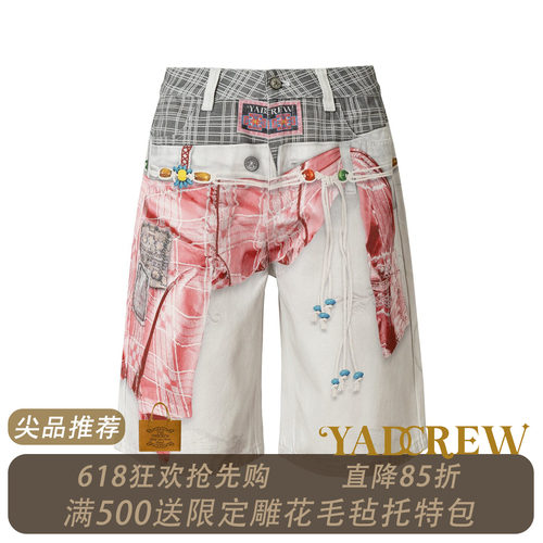 YADcrew民族风3D打印七分裤