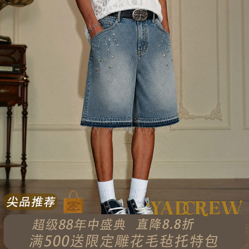 YADcrew水洗牛仔5分阔腿短裤女