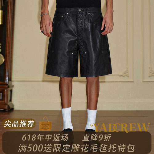 YADCREW黑色泼墨做旧工装短裤