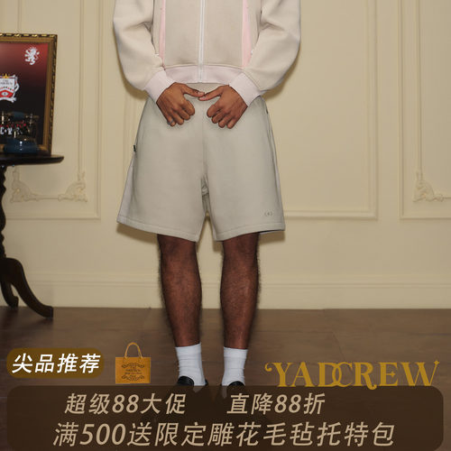 YADcrew括号拼图印花针织短裤美式运动风五分裤男夏季休闲多色