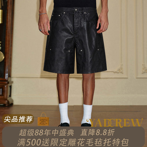 YADCREW黑色泼墨做旧工装短裤