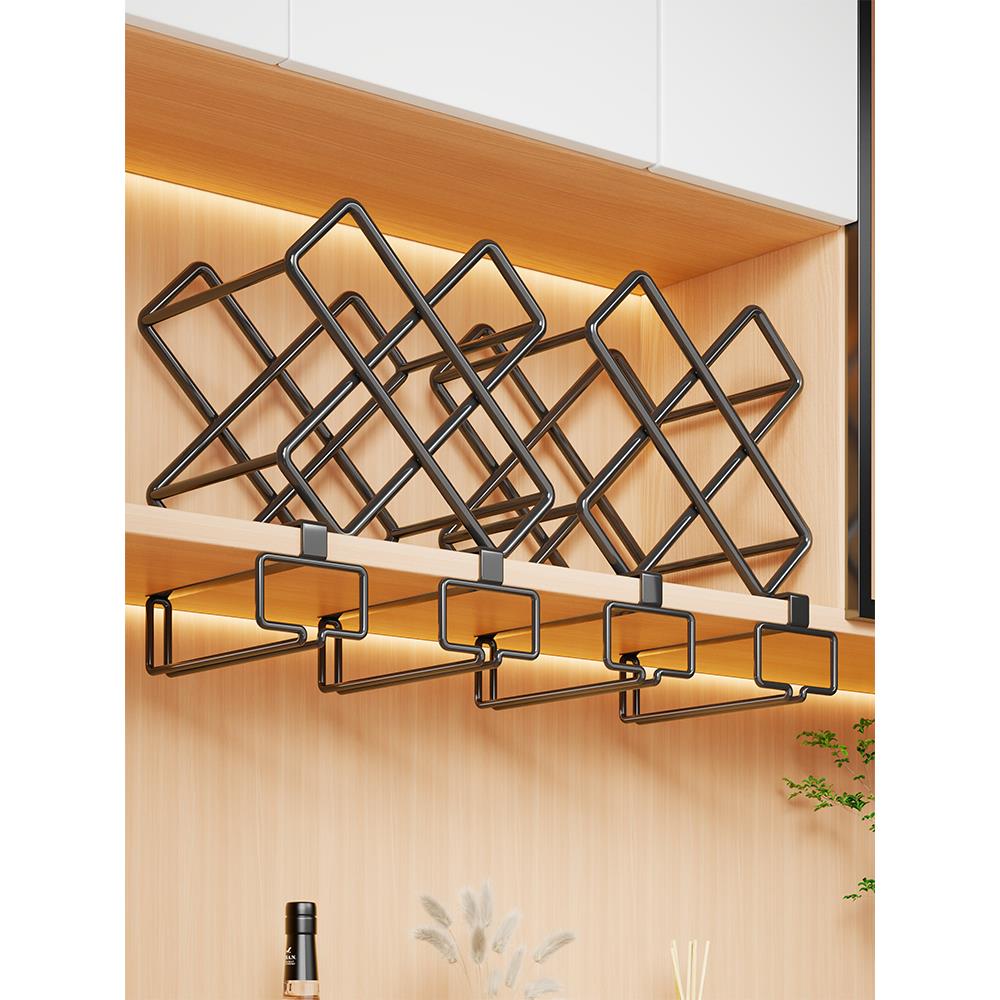 酒架置物架家用酒柜台面红酒拉菲分格收纳架红酒杯挂架酒瓶展示架