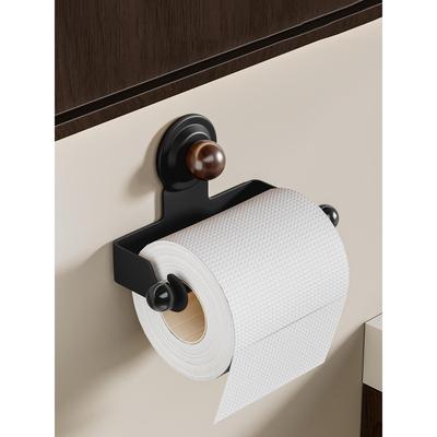 卫生间吸盘纸巾架厕所免打孔中古风卷纸收纳架子多功能壁挂式纸盒