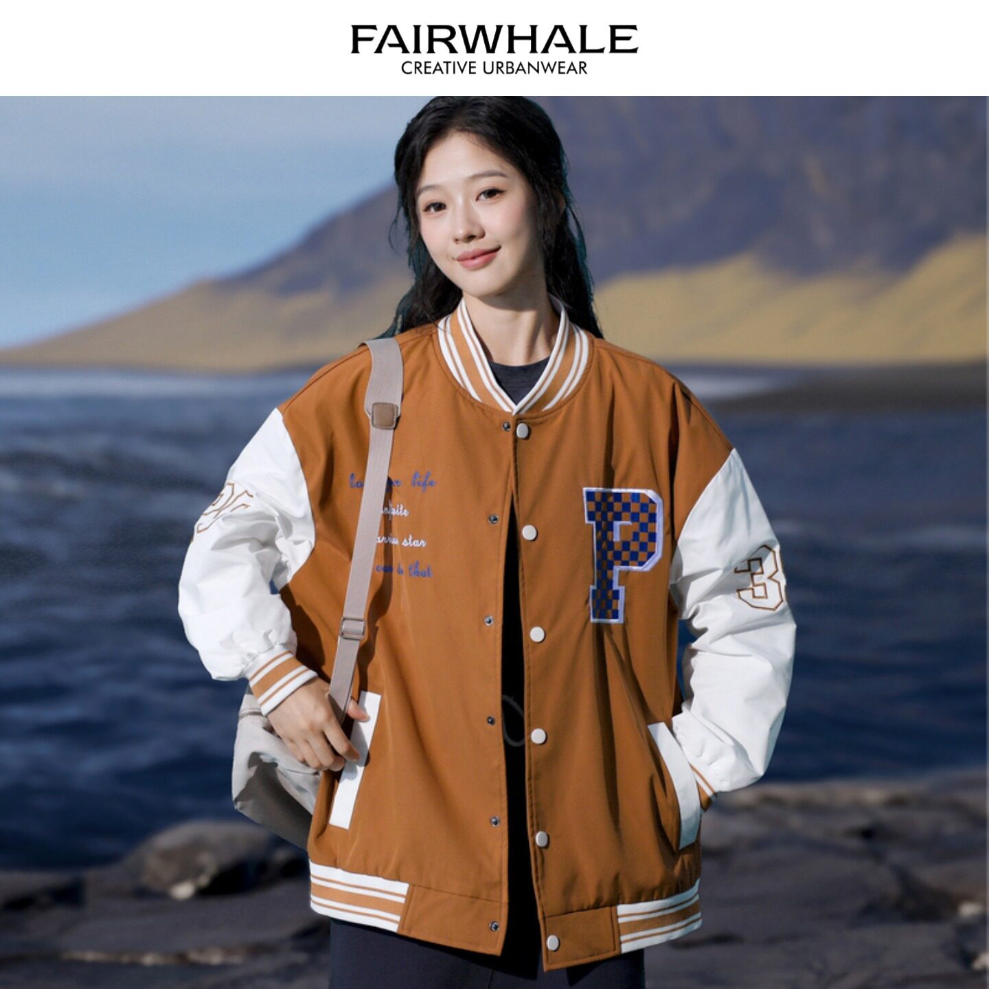 马克华菲新款克莱因蓝棒球服外套男圆领春秋潮流高街外套潮流帅气