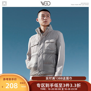 VGO微高休闲羽绒马甲秋冬新品商场同款白鸭绒短款休闲轻薄马甲男