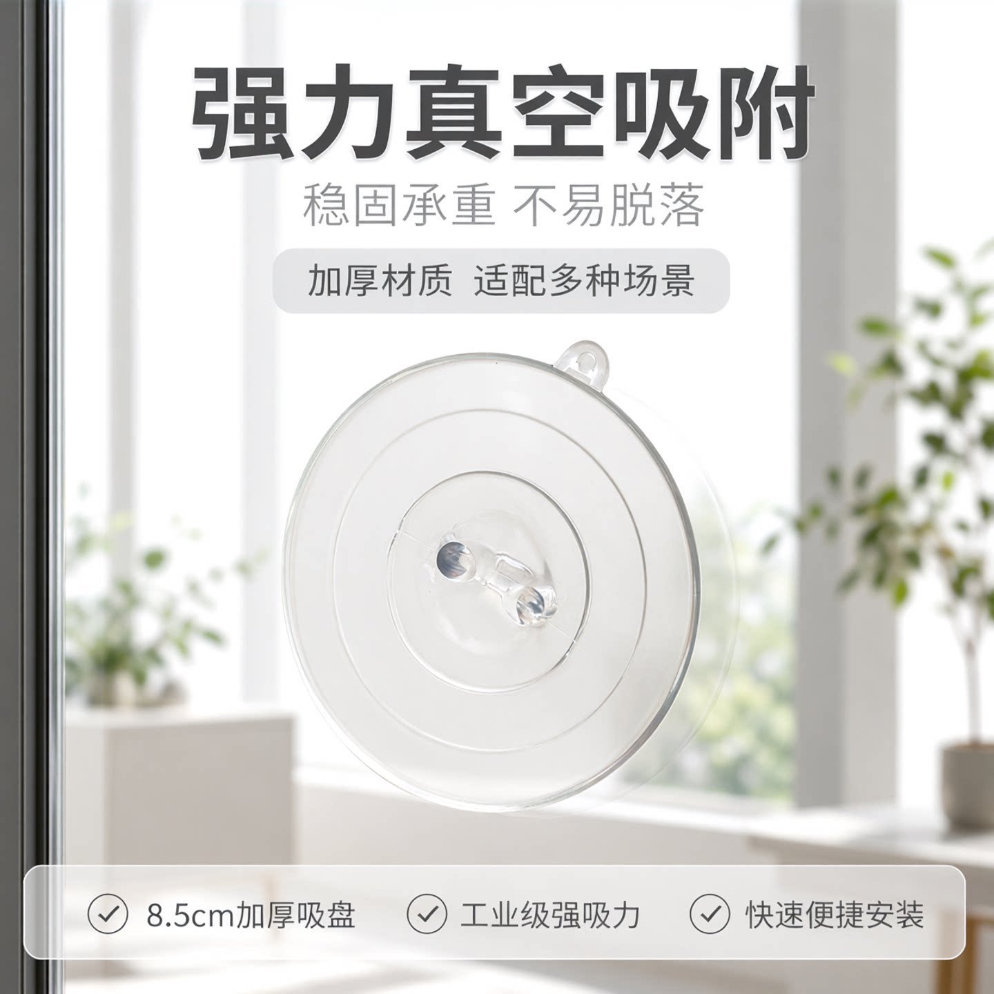 透明无色穿孔吸盘拉环吊顶汽车强吸力真空猫吊床玻璃固定加厚吸盘