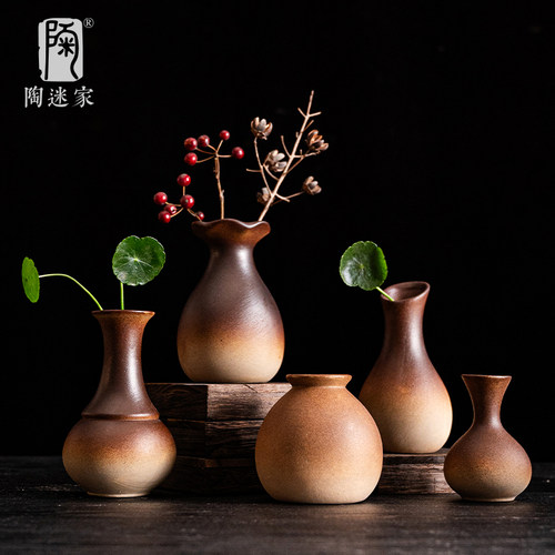 陶迷复古陶瓷小花瓶简约家居摆件