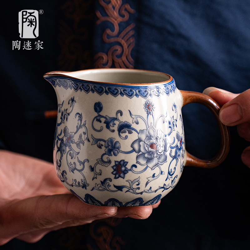 陶迷汝窑缠枝莲公道杯分茶器