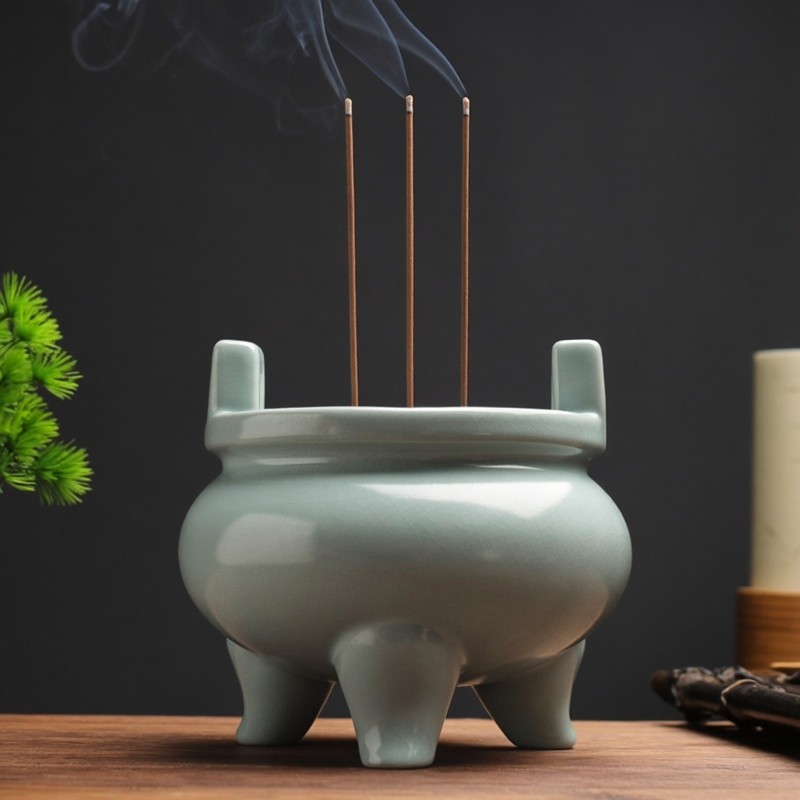 陶迷汝窑冰裂香炉家用陶瓷禅意沉香香薰炉摆件大号室内供佛香托,餐饮具,茶道/香炉,淘宝优惠券,粉丝福利购,淘宝优惠卷