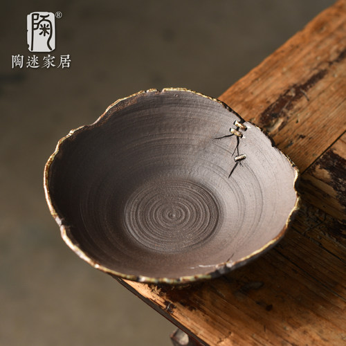 陶迷粗陶复古仿锔钉壶承干泡盘