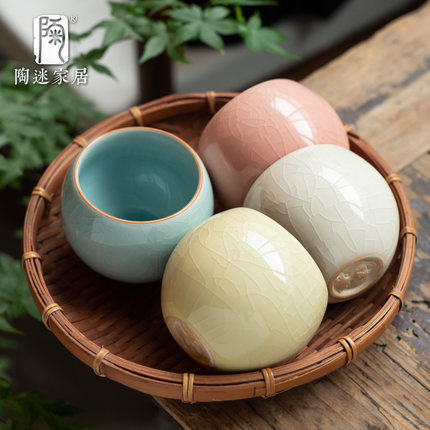陶迷汝窑茶杯五大名窑主人杯复古陶瓷个人杯品茗茶盏单杯功夫茶具