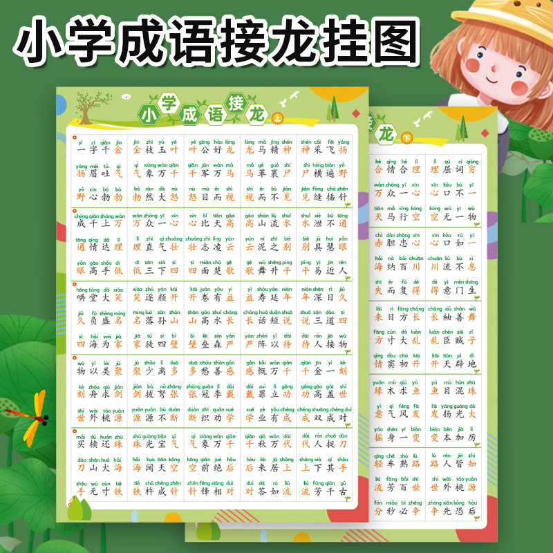 小学生成语接龙儿童学习挂图注音版儿童早教启蒙神器幼儿识字墙贴