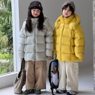 儿童羽绒服中长款冬季新款男女童中大童90白鸭绒加厚泡芙轻便外套