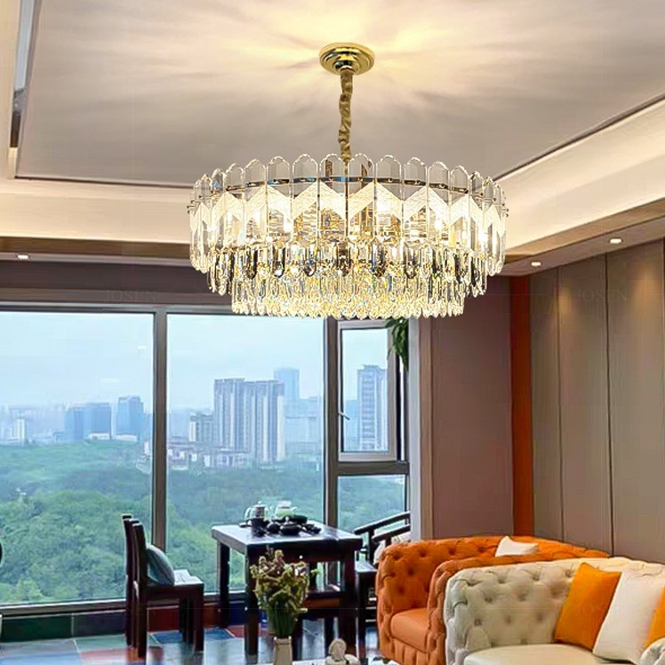 轻奢水晶风扇灯吊灯客厅房间现代简约餐厅卧室灯全屋灯具灯饰金色