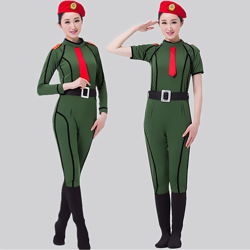 新款军旅舞蹈服\弹力连体迷彩表演服\男女水兵舞台装\现代文艺兵