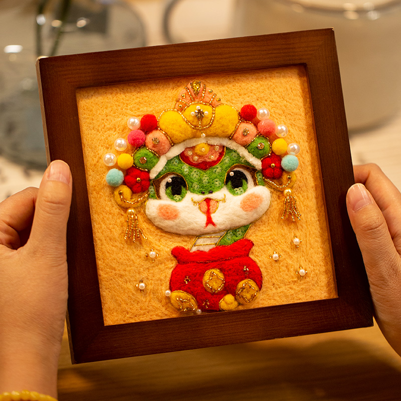 珠绣羊毛毡相框画DIY创意礼物