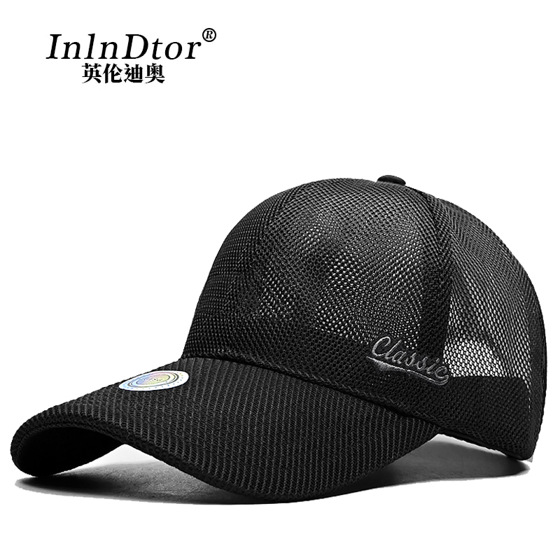 InInDtor10cm加长檐棒球帽夏季户外网孔透气防晒帽子男百搭鸭舌帽