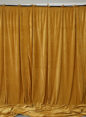 2米宽土黄色绒布金丝绒布料婚庆装饰背景幕布展会台布绒布桌布