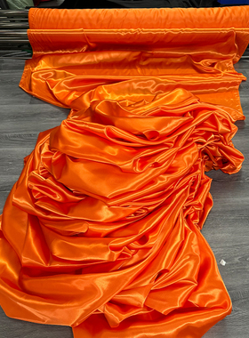 橙色绸布高密度色丁亮面绸缎布料新车揭幕布丝绸仿真丝缎面料布料