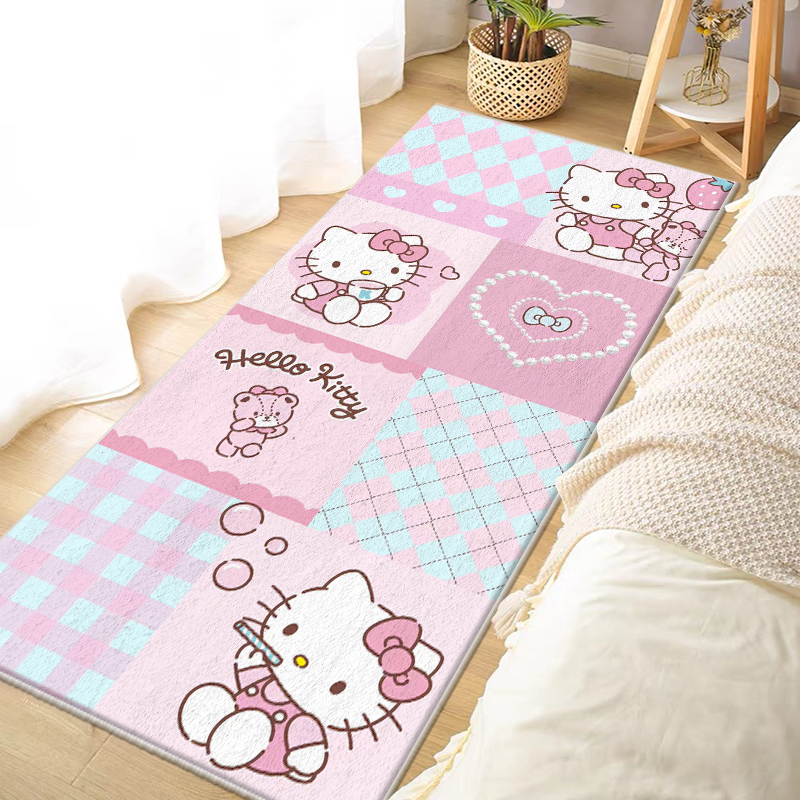 女孩粉色儿童地毯卡通阅读区学习桌电脑椅防滑地垫书房卧室床边毯