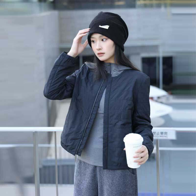 秋冬圆领棉衣绗缝轻薄棉服外套