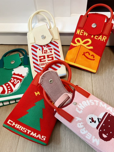 Мультяшная милая трикотажная сумка через плечо, небольшая сумка, портативная барсетка для выхода на улицу, в корейском стиле