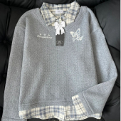 中大童装 今年流行爆款 春秋上衣 春装 女童超好看假两件卫衣2026新款