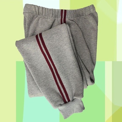 小学生校服裤子冬季灰色两红条儿童女童校裤束脚裤英伦男童运动裤