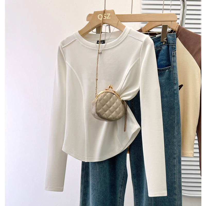 纯欲风长袖t恤女正肩不规则