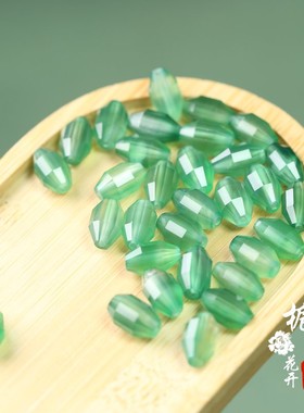 天然清透绿色系玛瑙米珠桶珠7.5*12散珠DIY手链串珠材料饰品D178