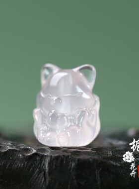 纯天然水晶珠11*14mm精雕淡粉九尾狐宝宝diy玉石饰品串饰装饰D214