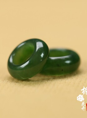 天然碧玉圆环14mm孔8mm手工编织手机链挂件跑环配件玉坠配饰D201