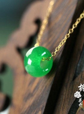 14*9mm翠绿色算盘珠天然巴山翠大孔珠5mmdiy自制隔珠挂件吊坠J155