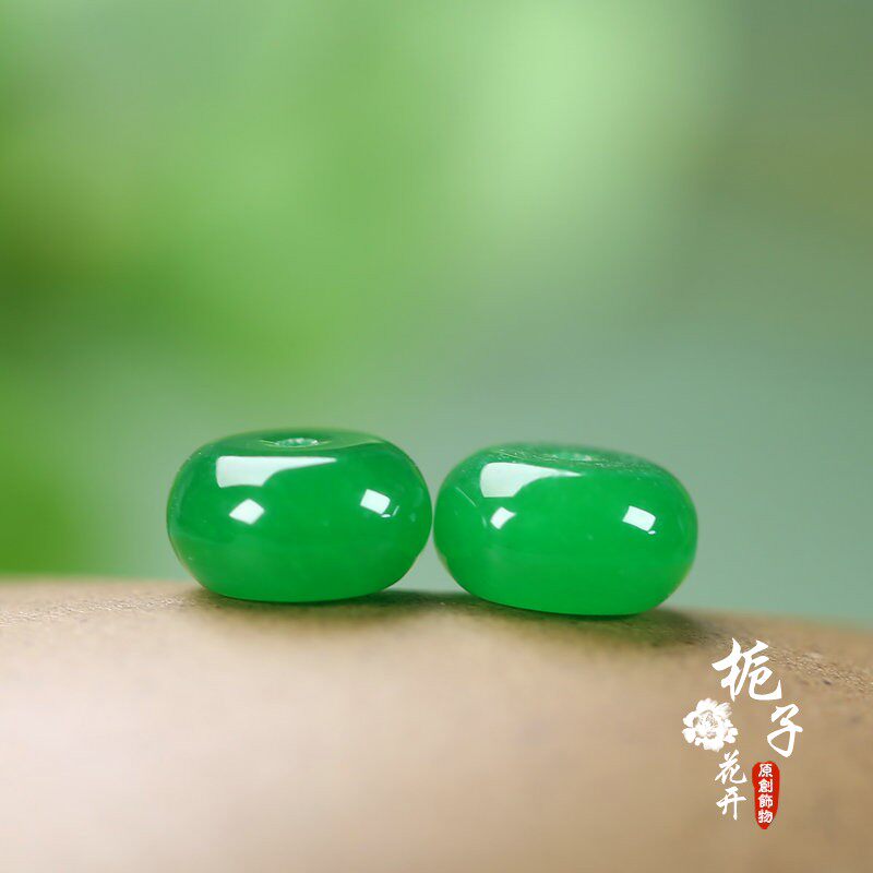 天然干青翡翠约10*6mm算盘珠DIY黄金毛衣链发簪玉珠装饰配珠Y167