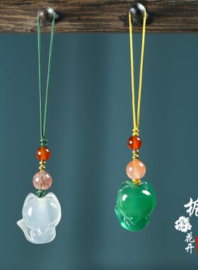 天然玛瑙旺桃花狐狸吊坠挂件配饰