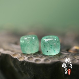 约7 7.5mm天然绿草莓晶直切桶珠DIY锁骨链配件隔珠手作百搭B225