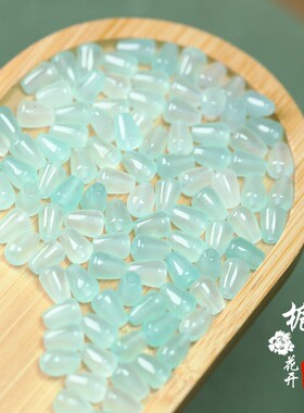 天然巴山翡翠6*8mm浅蓝色小水滴散珠手工DIY配饰手链手串项链D47