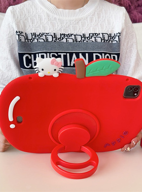 适合红米Redmi Pad2大苹果红色保护外壳11英寸儿童防摔轻便手提硅胶壳红米padKT猫咪红色外壳红米8.7寸可爱款