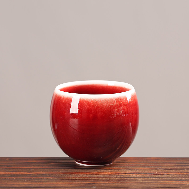 熹言茶杯主人杯陶瓷功夫茶红色茶杯个人专用郎红品茗杯单杯礼盒