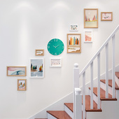 现代简约楼梯照片装 饰创意钟表过道走廊相框挂墙ins风相册相片墙