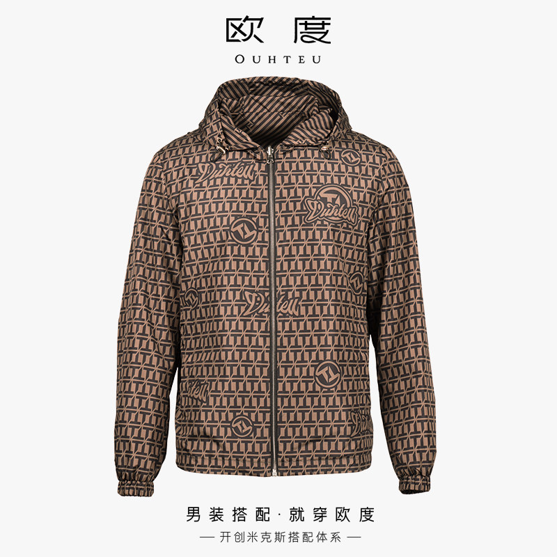 OUHTEU/欧度【聚酯纤维】时尚男士连帽夹克外套修身版秋季3333
