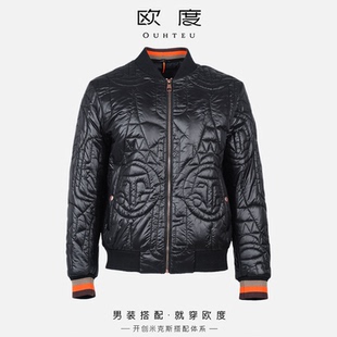 OUHTEU/欧度男士棉服棒球领黑色锦纶面料时尚修身版型冬季