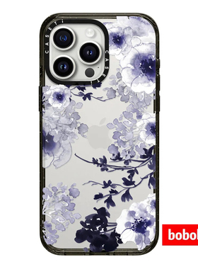 case源厂！艺术家联名系列 蓝色复古花朵 magsafe适用于iPhone17/16/15/14/Plus/Pro/Max防摔磁吸透明手机壳