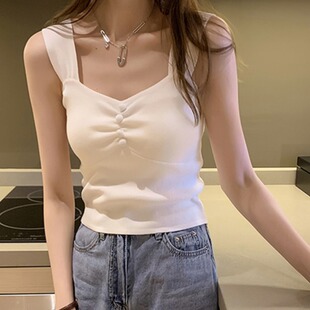 修身 ins风甜辣超火网红同款 夏季 女装 针织背心 吊带上衣胖妹妹大码