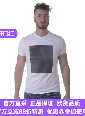 ARMANI JEANS阿玛尼男士黑色圆领时尚短袖T恤3Y6T176J1FZ 正品
