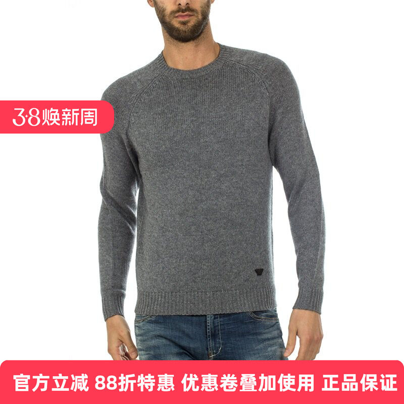 男士ARMANI JEANS阿玛尼冬季新品圆领长袖针织衫毛衣 6X6MD16M0GZ