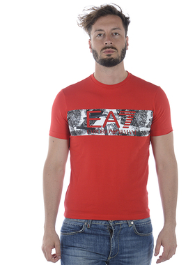 ARMANI阿玛尼EA7男红色正品喜气圆领印花透气短袖T恤3ZPT83PJM5Z