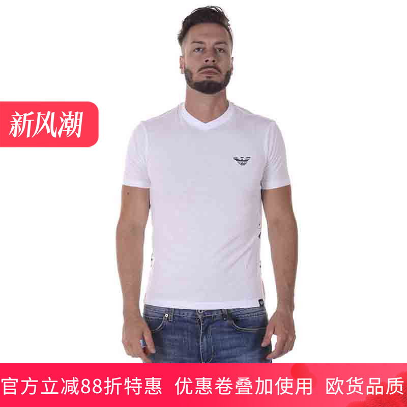 阿玛尼大促品牌v领简约短袖t恤