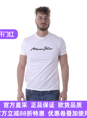 ARMANI JEANS阿玛尼品牌男士休闲简约蓝色短袖T恤棉3Y6T146J0AZ